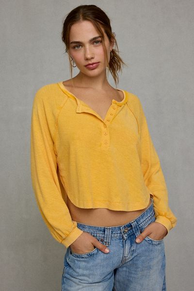 BDG Logan Oversized Long Sleeve Henley Top