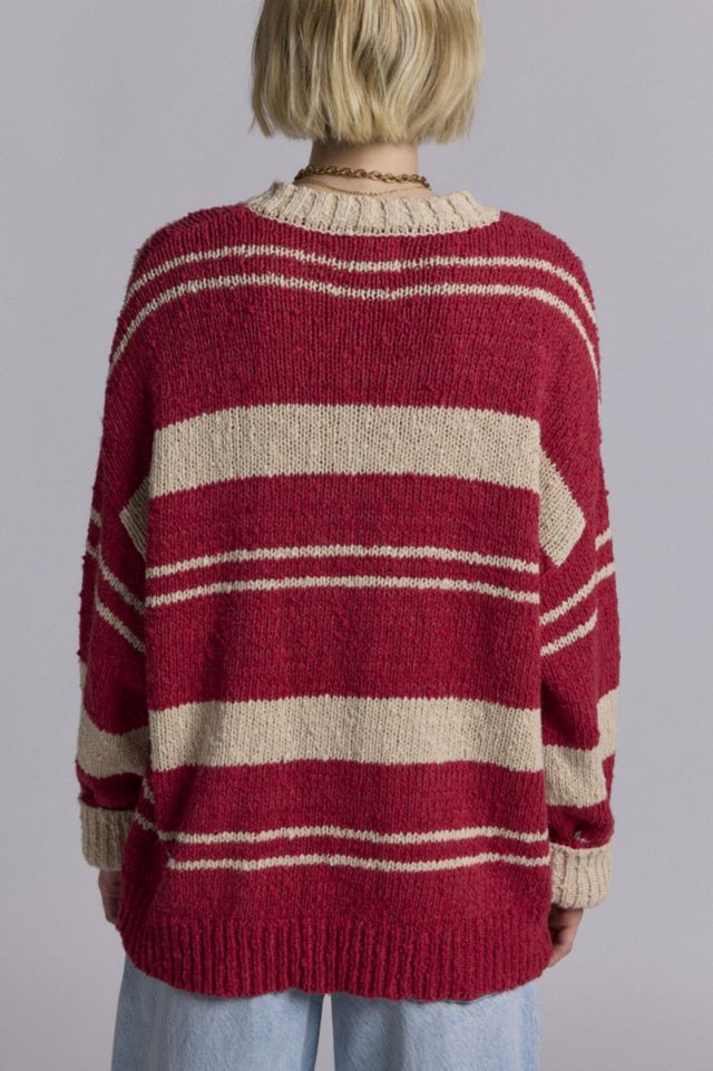 BDG Van Striped Oversized V-Neck Dad Sweater #1