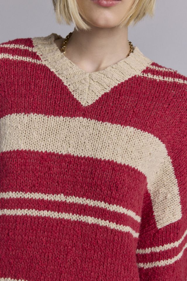 BDG Van Striped Oversized V-Neck Dad Sweater #2