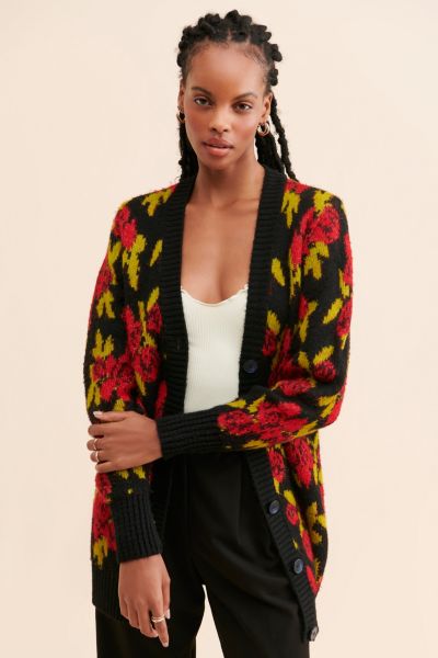 Reign Floral Intarsia Knit Cardigan