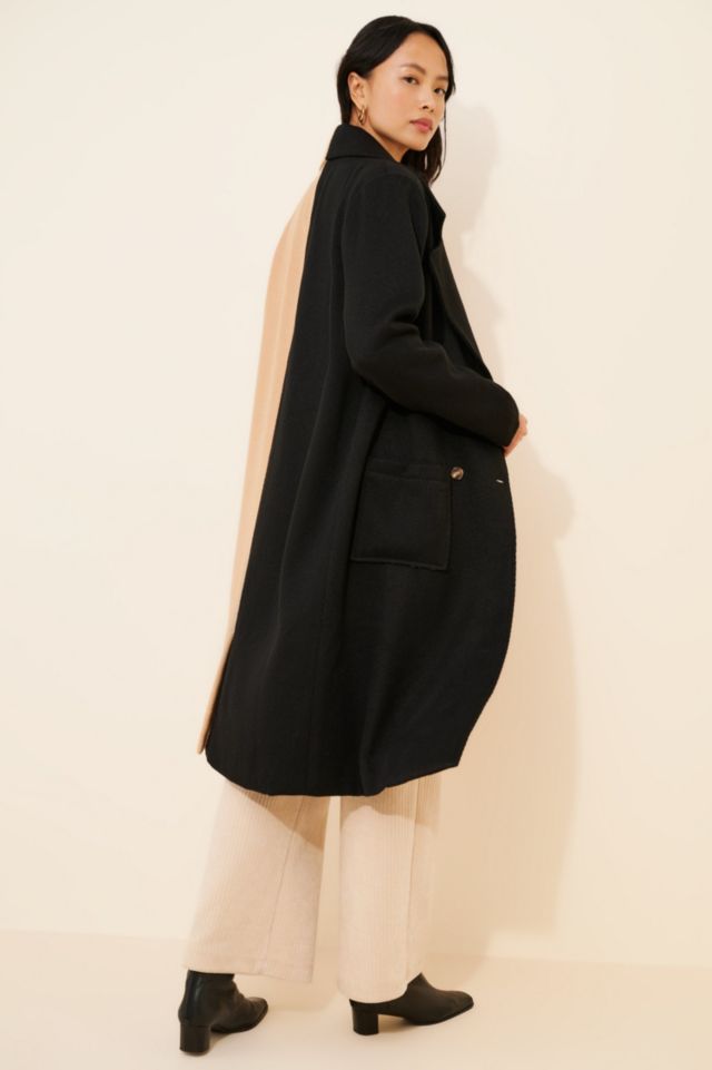4SI3NNA Perry Two-Tone Wool Blend Longline Coat #1