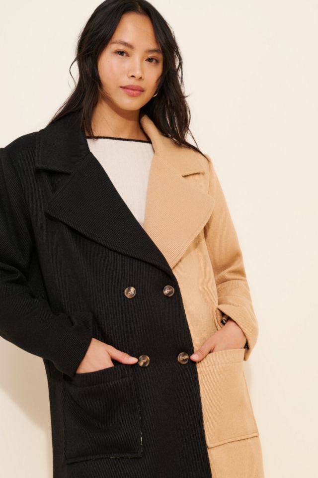 4SI3NNA Perry Two-Tone Wool Blend Longline Coat #2