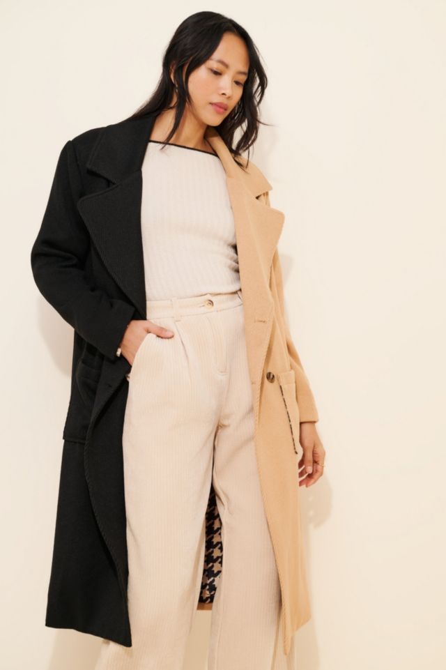 4SI3NNA Perry Two-Tone Wool Blend Longline Coat #3