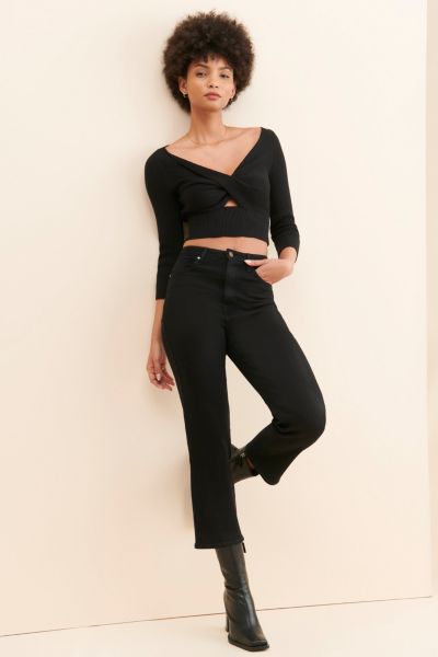 JUST BLACK DENIM Ribcage Cropped Straight Leg Jeans
