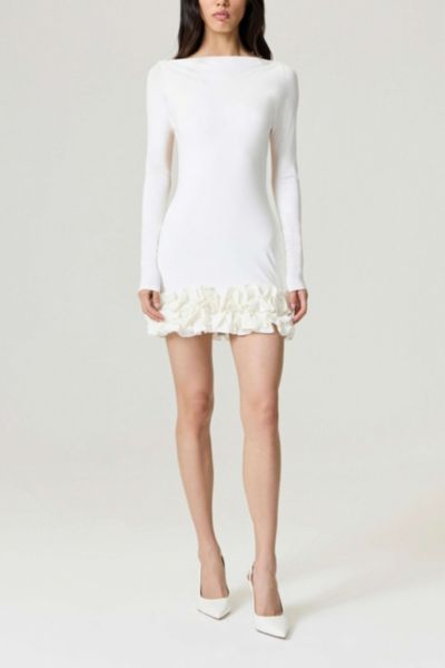 Nocturne Ruffled Open-Back Mini Dress