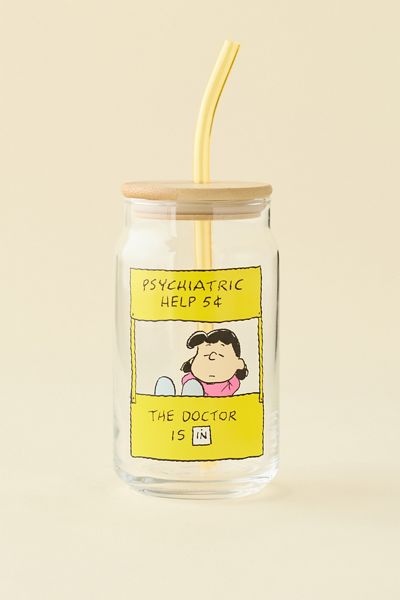 Peanuts Snoopy Graphic To-Go Glass Tumbler