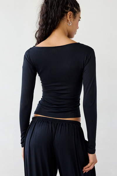 Out From Under Kiera Drippy Asymmetric Long Sleeve Boatneck Top