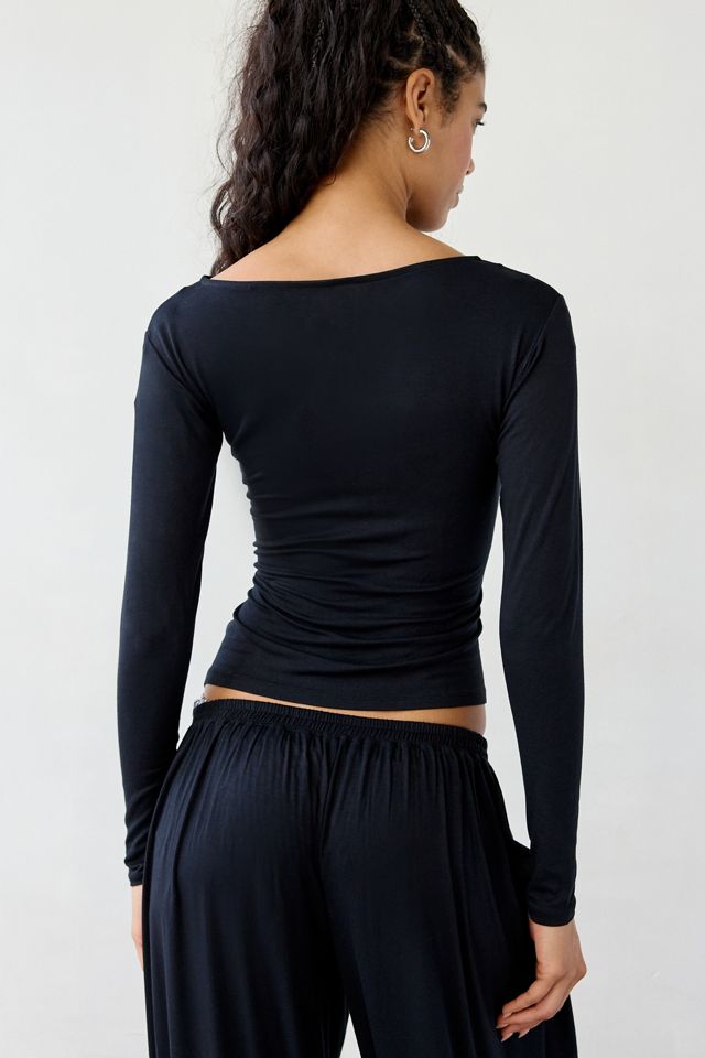 Out From Under Kiera Drippy Asymmetric Long Sleeve Boatneck Top