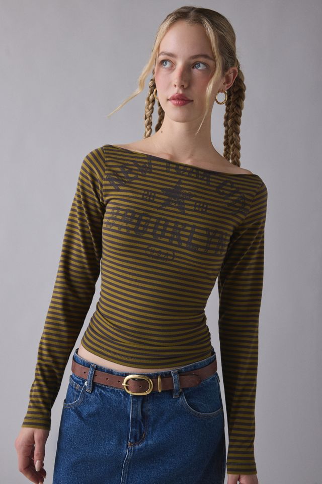 NYC Graphic Boatneck Long Sleeve Slim Tee | Urban Outfitters