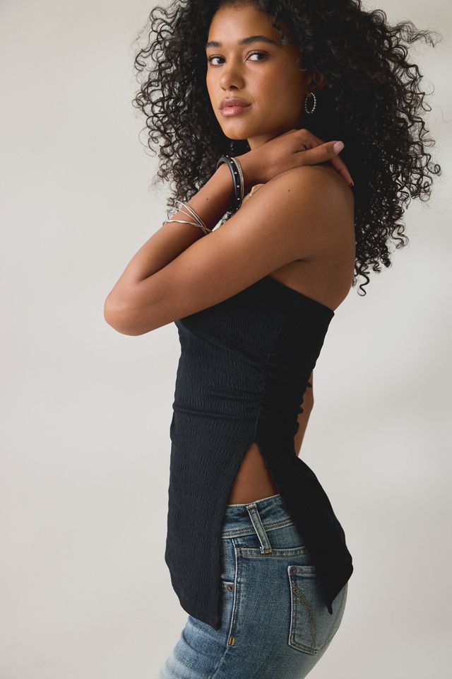 UO Afterparty Asymmetric Side-Slit Flyaway Tube Top #1