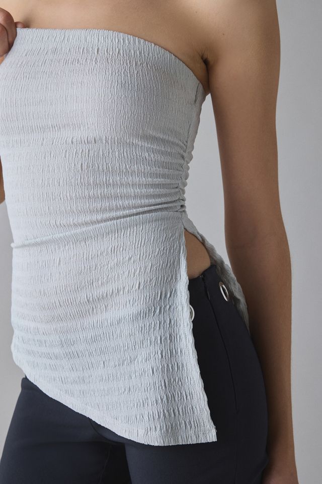 UO Afterparty Asymmetric Side-Slit Flyaway Tube Top #1
