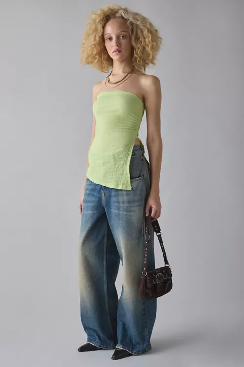 UO Afterparty Asymmetric Side-Slit Flyaway Tube Top
