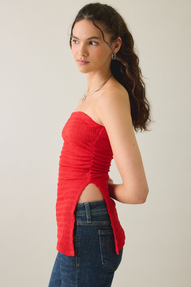 UO Afterparty Asymmetric Side-Slit Flyaway Tube Top #3
