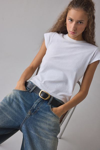 Ceinture en cuir avec boucle ovale moderne
