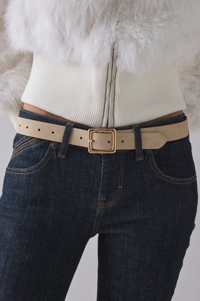 Urban Outfitters Ex-boyfriend Square Buckle Suede Belt In Tan, Women's At  In Brown