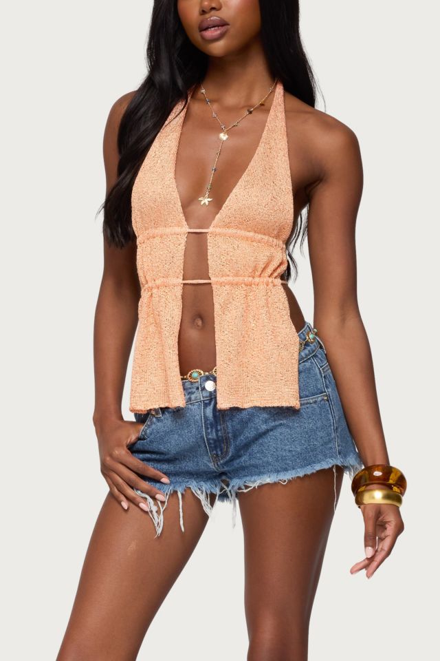 Edikted Frayed Vintage Washed Denim Shorts #1