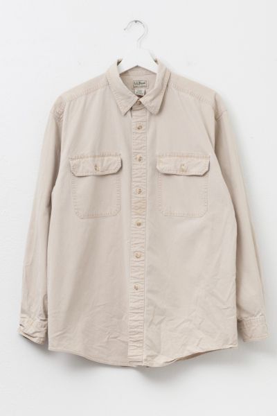 Vintage 1990s Distressed L.L. Bean Cotton Brown Button Up Shirt