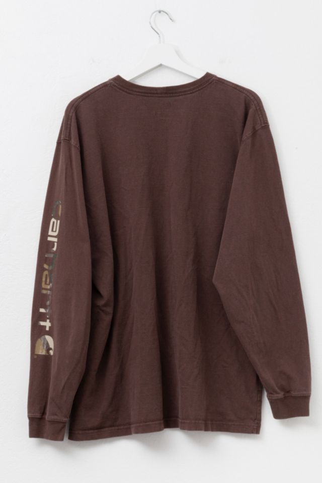 Vintage Y2K Carhartt Camouflage Print Long Sleeve Graphic Pocket T-Shirt #2