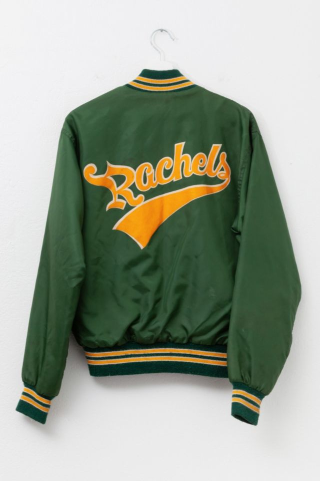 Vintage 1970s Green Yellow Graphic Baseball Jacket #1