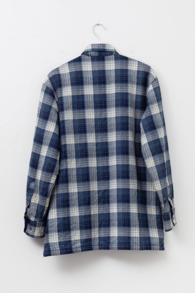 Vintage 1980s Blue White Quilt Lined Plaid Button Up Shirt #2