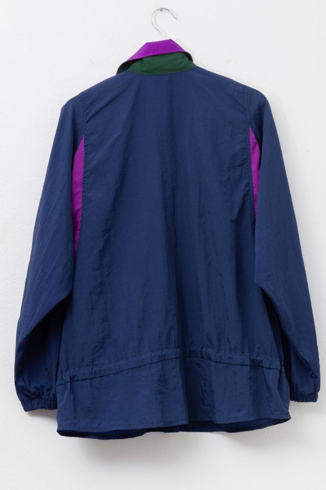 Vintage 1990s Oversized Blue Purple Nylon Anorak Athletic Windbreaker Jacket #2