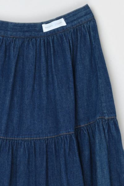 Vintage 90s Tiered Denim Midi Skirt