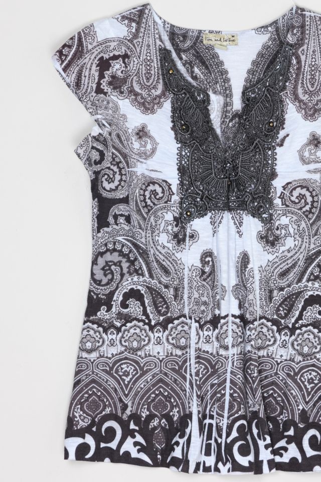 Vintage Y2k Dark Grey Printed Top #1