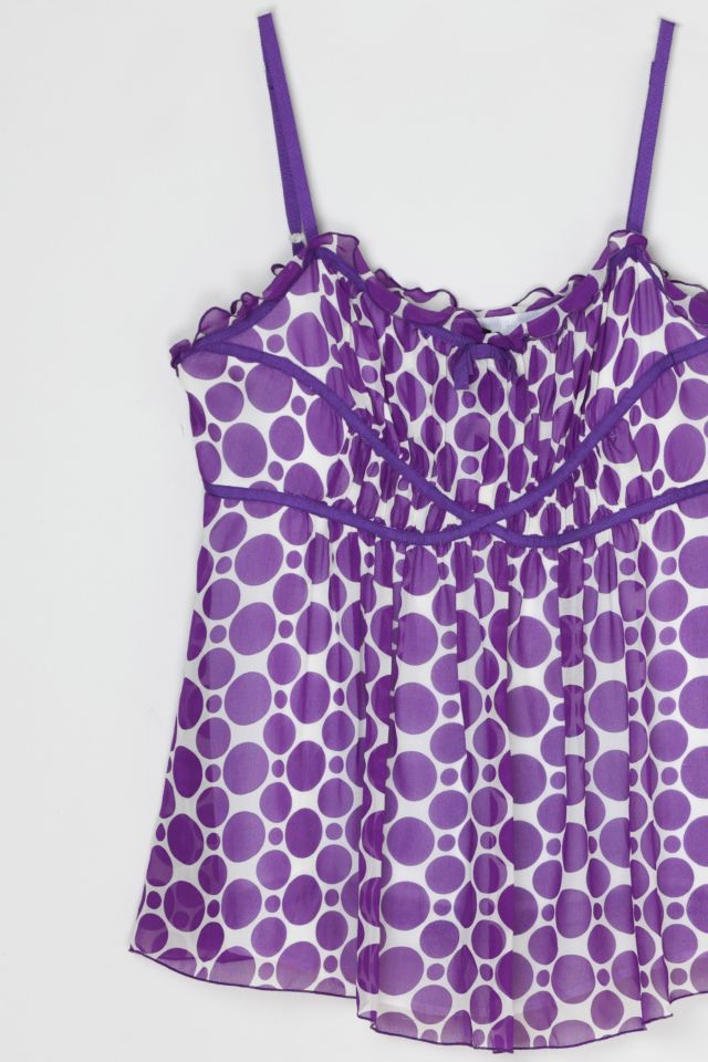 Vintage Y2k Purple Patterned Ruched Silk Top #1