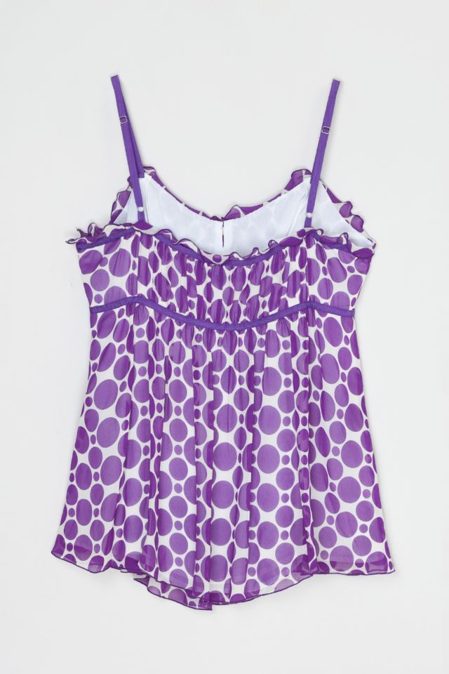 Vintage Y2k Purple Patterned Ruched Silk Top #2