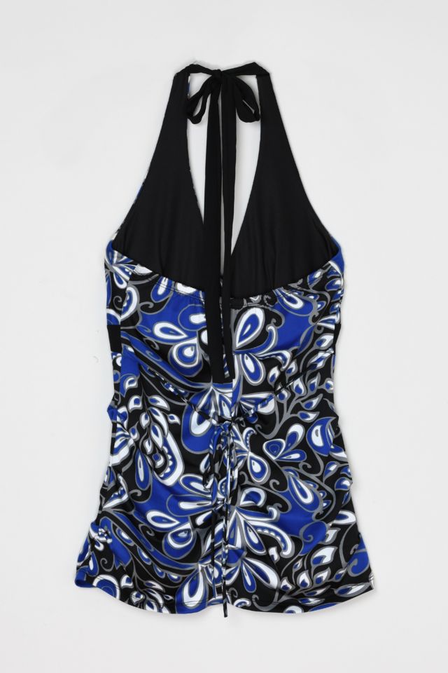 Vintage Y2k Blue & Black Printed Halter Top #2