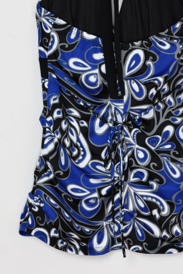 Vintage Y2k Blue & Black Printed Halter Top #3