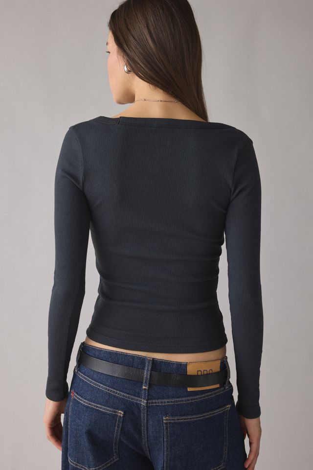 BDG Off-Duty Ribbed Scoop Neck Long Sleeve Tee #1
