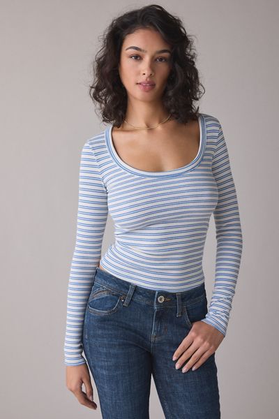 BDG Off-Duty Ribbed Scoop Neck Long Sleeve Tee