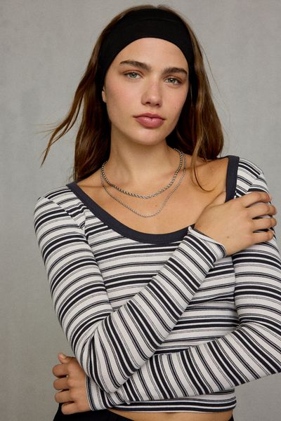 BDG Off-Duty Ribbed Scoop Neck Long Sleeve Tee