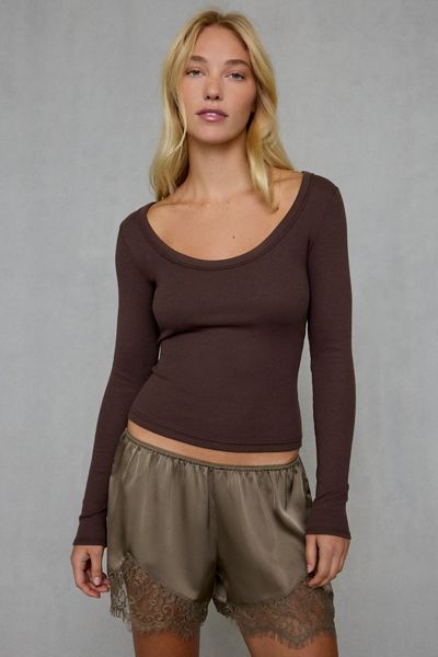 BDG Off-Duty Ribbed Scoop Neck Long Sleeve Tee