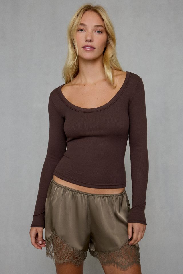 BDG Off-Duty Ribbed Scoop Neck Long Sleeve Tee #1
