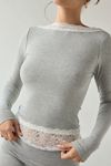 Out From Under Bec Lace Trim Low-Back Long Sleeve Top