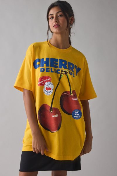 Cherry Delicious Graphic Oversized T-Shirt Dress