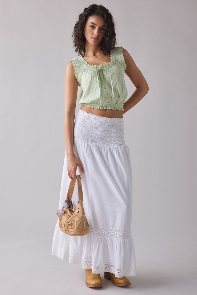Kimchi Blue Juniper Lace Trim Tie-Front Crop Tank Top | Urban