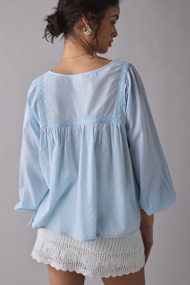 Haut Babydoll à Manches Longues avec Bordure en Dentelle Hazel Kimchi Blue #2