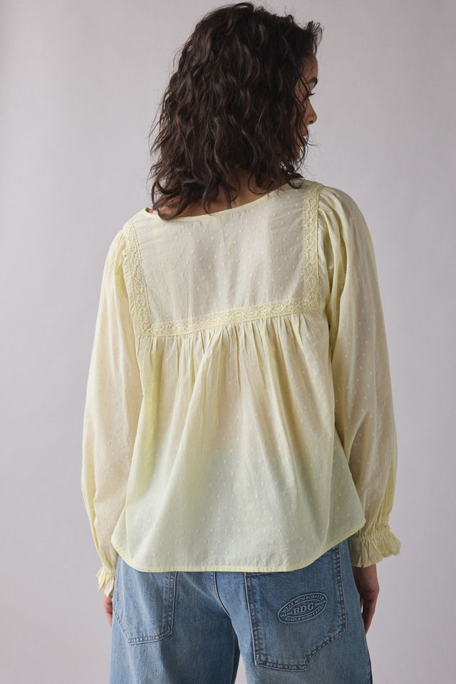 Kimchi Blue Hazel Lace Trim Long Sleeve Babydoll Top #2