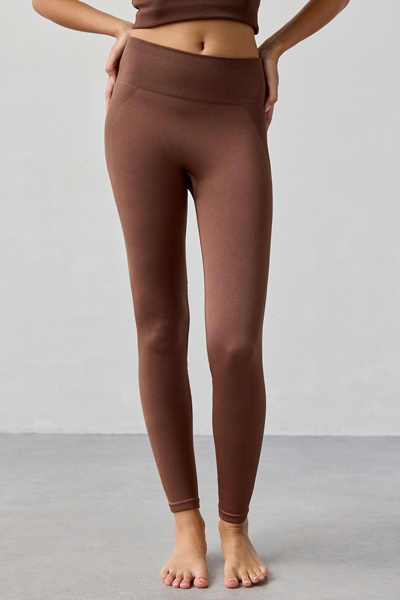 Out From Under Jade Stitch Seamless Sculpt High-rise Legging In Chocolate, Women's At Urban Outfitters In Brown