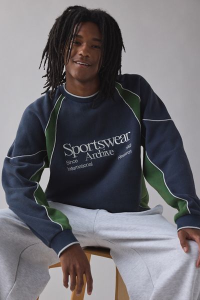 Urban Renewal Vintage Quilted Nylon Blocked Crew Neck Sweatshirt