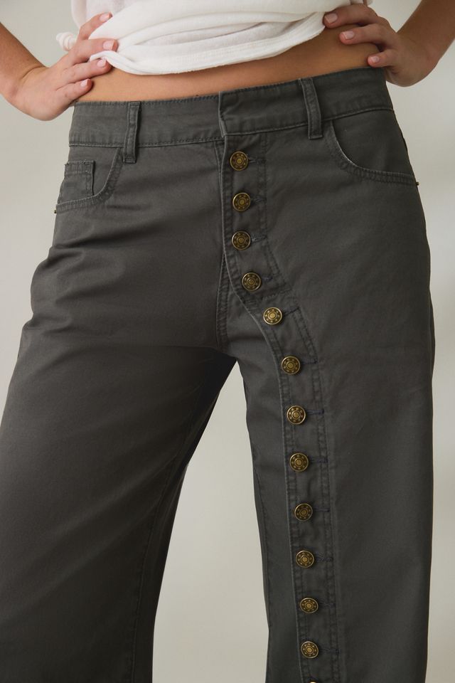 Lioness Penny Asymmetric Button Detail  Low Rise Straight Leg Jeans #2