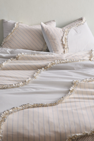 Charlie Striped Ruffle Cotton Duvet Cover