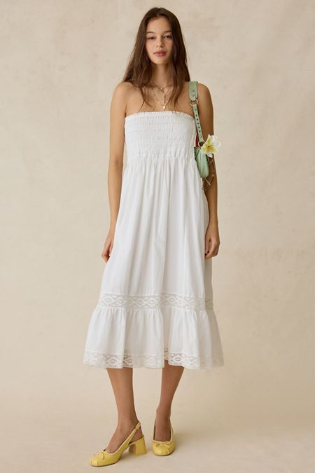 knee length dresses for ladies Urban Outfitters Kimchi Blue White Lace Mini Dress (10/Medium) The Thrifty Hippy