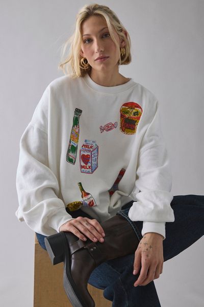 BDG Gemma So Snacky Graphic Oversized Crew Neck Pullover