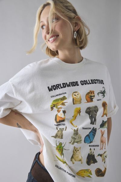 Worldwide Collective Wildlife Graphic Oversized Tee