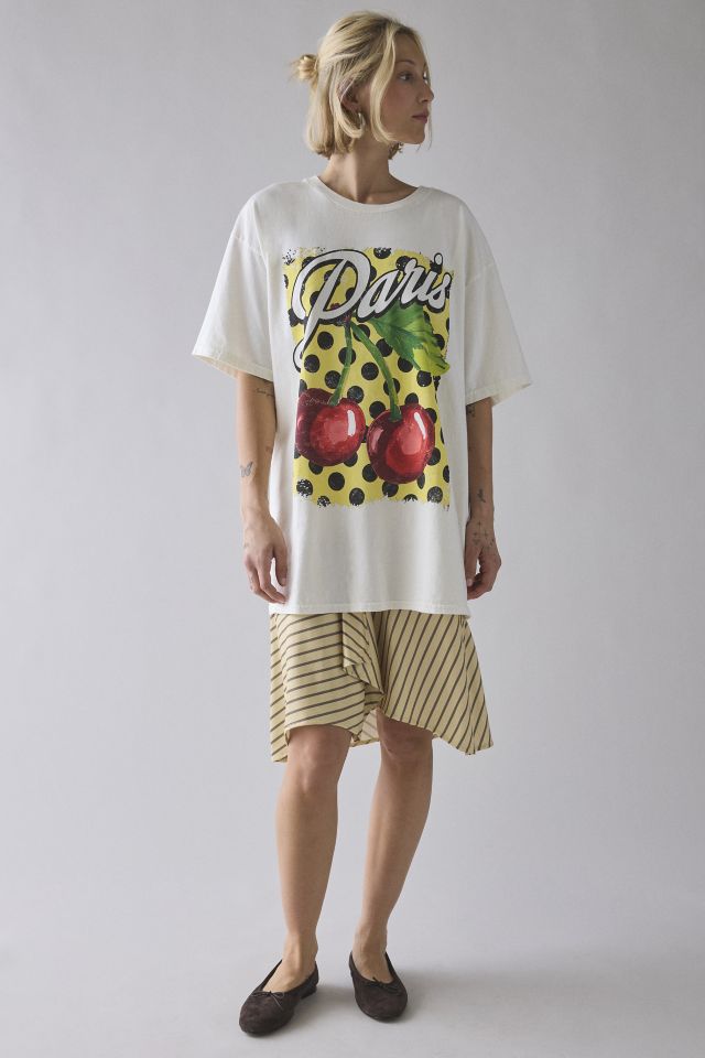 Paris Cherries Polka Dot Graphic Oversized Tee #1