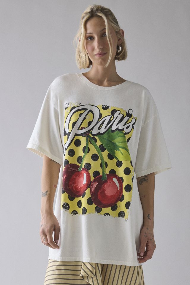Paris Cherries Polka Dot Graphic Oversized Tee #2